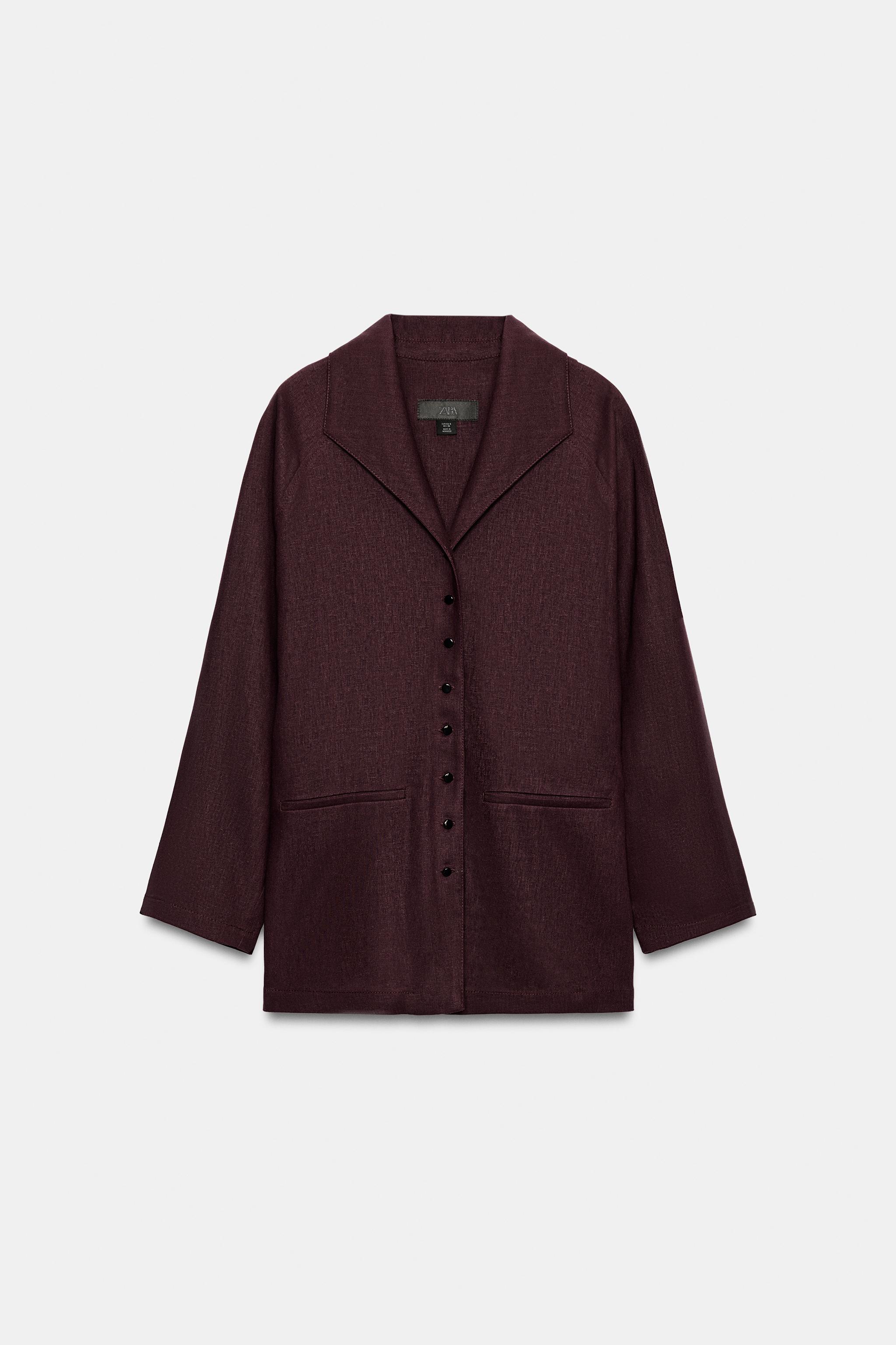 LINEN BLEND BACK PLEAT JACKET